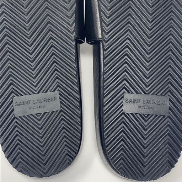 *SOLD* YSL NEW Black Logo Leather Slides/Sandals - Picture 6 of 8